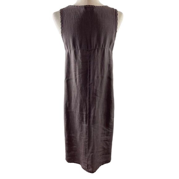 Allen Allen Linen Sleeveless Hi-Lo Shift Dress Size Small Light Brown Laganlook - Picture 5 of 8